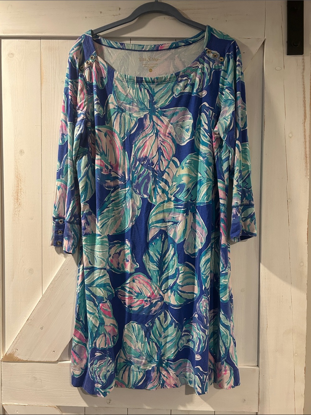 Lilly Pulitzer Sophie Blue Tropical Print Summer Dress XL